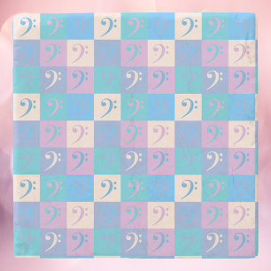 Bass Clef Music Pattern Pastel Stenen Onderzetter