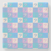 Bass Clef Music Pattern Pastel Stenen Onderzetter (Voorkant)