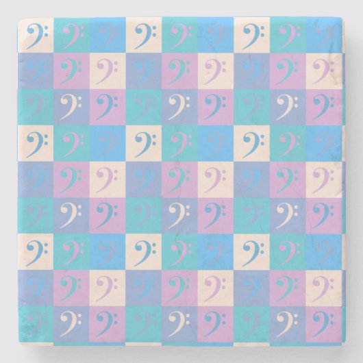 Bass Clef Music Pattern Pastel Stenen Onderzetter (Voorkant)