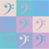Bass Clef Music Pattern Pastel Sticker (Voorkant)
