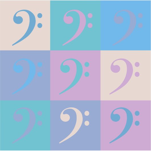 Bass Clef Music Pattern Pastel Sticker (Voorkant)