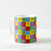 Bass Clef Music Pop Art Rainbow Pattern Koffiemok (Voorkant links)