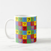 Bass Clef Music Pop Art Rainbow Pattern Koffiemok (Links)