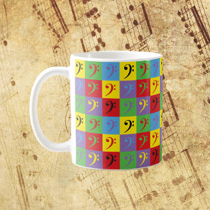 Bass Clef Music Pop Art Rainbow Pattern Koffiemok