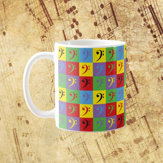Bass Clef Music Pop Art Rainbow Pattern Koffiemok