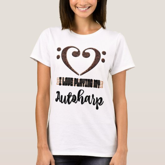Bass Clef Musical Heart I Love Playing My Autoharp T-shirt (Voorkant)