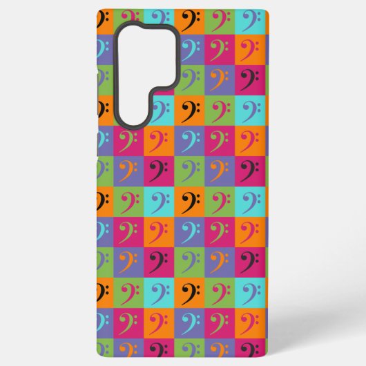 Bass Clef Musical Pattern Samsung Galaxy Hoesje (Achterkant)