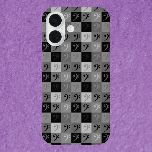 Bass Clef Muziekpatroon Grijs en Zwart Case-Mate iPhone Case