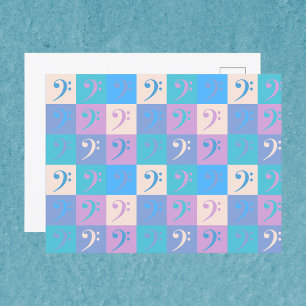 Bass Clef Muziekpatroon Pastelkleuren Briefkaart