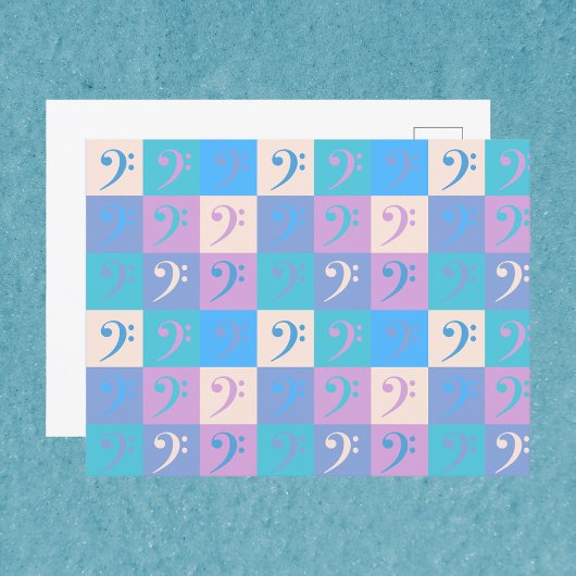 Bass Clef Muziekpatroon Pastelkleuren Briefkaart