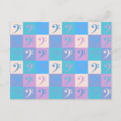 Bass Clef Muziekpatroon Pastelkleuren Briefkaart (Voorkant)