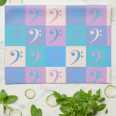 Bass Clef Muziekpatroon Pastelkleuren Theedoek (Gevouwen)