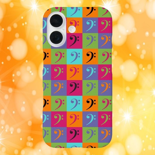 Bass Clef Muziekpatroon Sinaasappel Roze Paarse Case-Mate iPhone Case