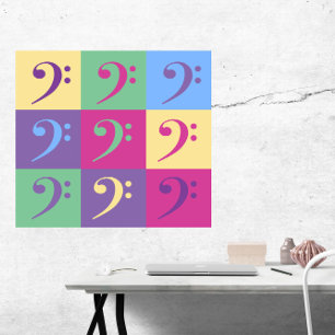 Bass Clef Patroon Heldere kleur Patroon Poster