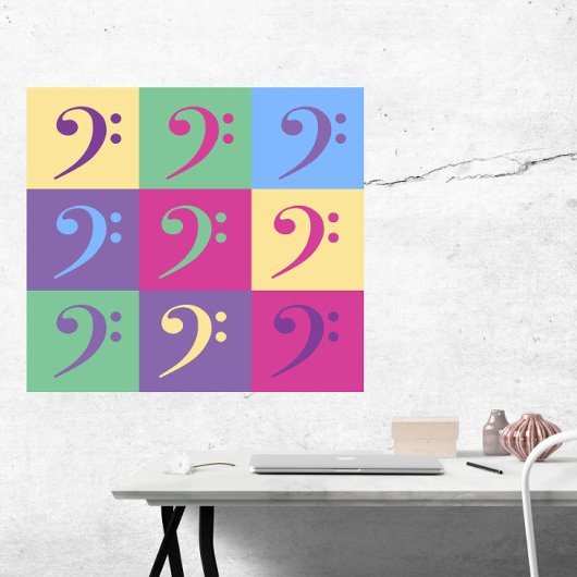 Bass Clef Patroon Heldere kleur Patroon Poster
