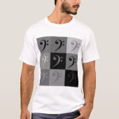 Bass Clef Patroon in zwart en grijs T-shirt (Voorkant)