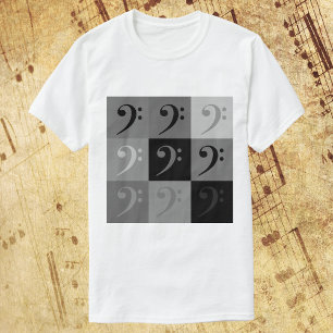 Bass Clef Patroon in zwart en grijs T-shirt