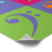 Bass Clef Patroon Sinaasappel Paarse Roze Poster (Hoek)