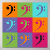 Bass Clef Patroon Sinaasappel Paarse Roze Poster (Voorkant)