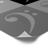 Bass Clef Patroon Zwart Grijs Poster (Hoek)