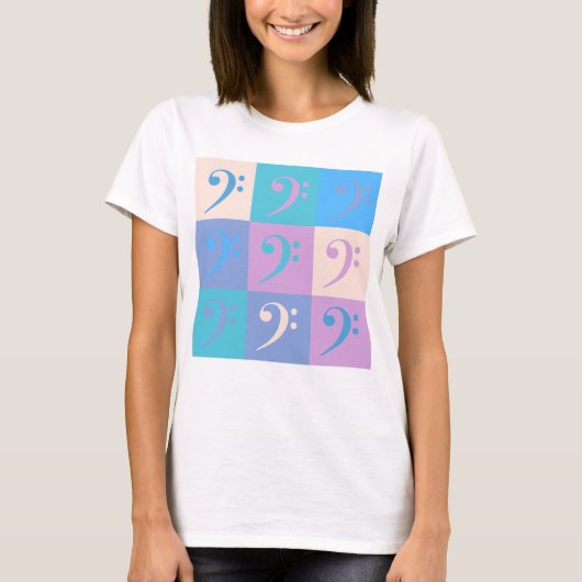 Bass Clef Pattern Music Pastel T-shirt (Voorkant)