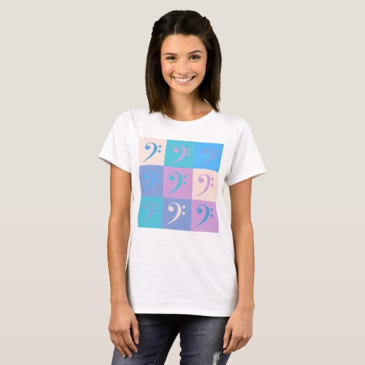Bass Clef Pattern Music Pastel T-shirt (Voorkant volledig)