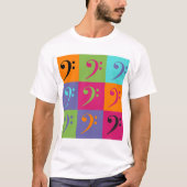 Bass Clef Pattern Sinaasappel Roze Paarse T-shirt (Voorkant)