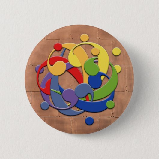 Bass Clef Rainbow Ball Puzzle Ronde Button 5,7 Cm (Voorkant)