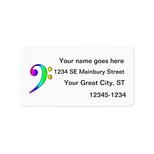 Bass Clef Rainbow Gradient Outline Etiket (Voorkant)