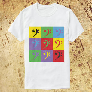 Bass Clef Rainbow Muziekpatroon T-shirt