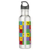 Bass Clef Rainbow Pop Art Pattern Waterfles (Achterkant)