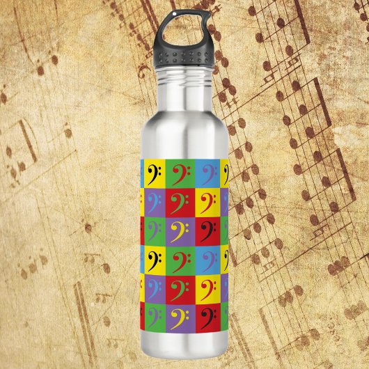 Bass Clef Rainbow Pop Art Pattern Waterfles