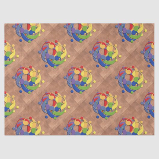 Bass Clef Rainbow Puzzle Ball on Copper Shingles Tissuepapier (Voorkant)