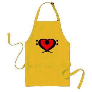 Bass Clef Red Heart Apron Standaard Schort
