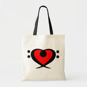 Bass Clef Red Heart Bag Tote Bag