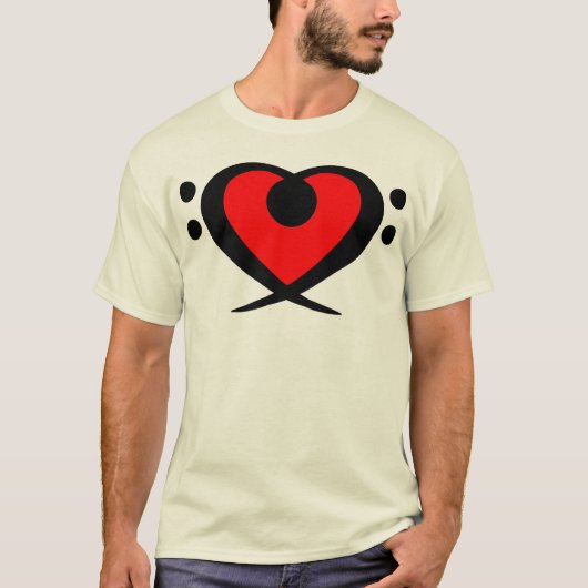 Bass Clef Red Heart Shirt (Voorkant)