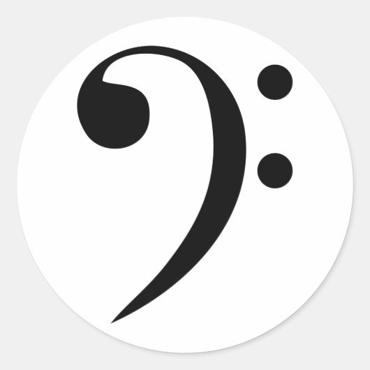 Bass Clef Ronde Sticker (Voorkant)