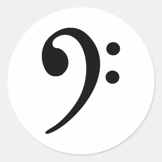 Bass Clef Ronde Sticker (Voorkant)