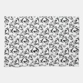 Bass Clef Treble Clef Hearts Music Pattern-handdoe Theedoek (Horizontaal)