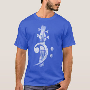 Bass Cleff Headstock Basgitaar retro cadeau T-shirt
