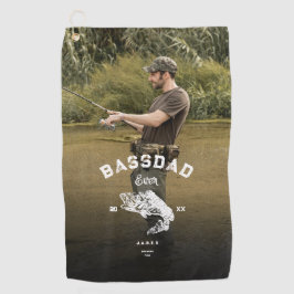 BASS DAD EVER Funny Vissen Vaderdag Golfhanddoek