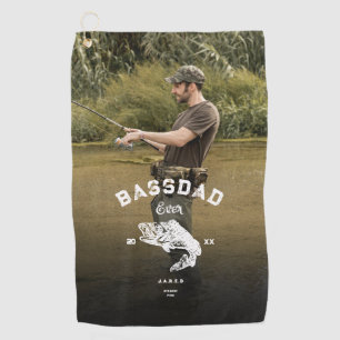 BASS DAD EVER Funny Vissen Vaderdag Golfhanddoek