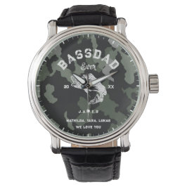BASS DAD EVER Funny Vist Vaderdag Camouflag Horloge