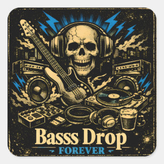 Bass Drop – Low Frequency Music Power Vierkante Sticker