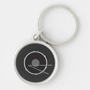 Bass Drum Black en White Minimal Modern Sleutelhanger