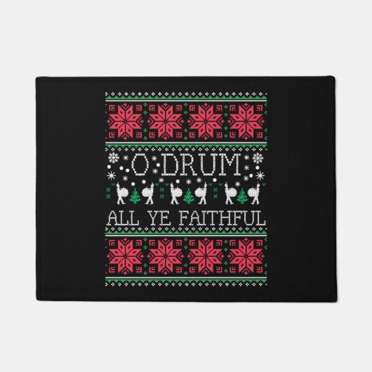 Bass Drum Drummer - Kerstmis, Ugly Sweater Gift Deurmat (Voorkant)