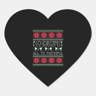 Bass Drum Drummer - Kerstmis, Ugly Sweater Gift Hart Sticker