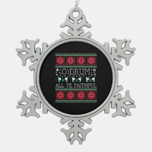 Bass Drum Drummer - Kerstmis, Ugly Sweater Gift Tin Sneeuwvlok Ornament