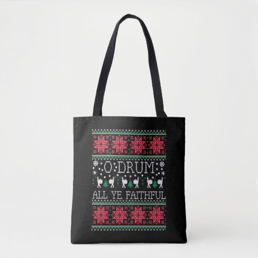 Bass Drum Drummer - Kerstmis, Ugly Sweater Gift Tote Bag (Voorkant)