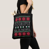 Bass Drum Drummer - Kerstmis, Ugly Sweater Gift Tote Bag (Dichtbij)